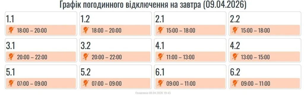 На Прикарпатті знову запровадили погодинні вимкнення електроенергії