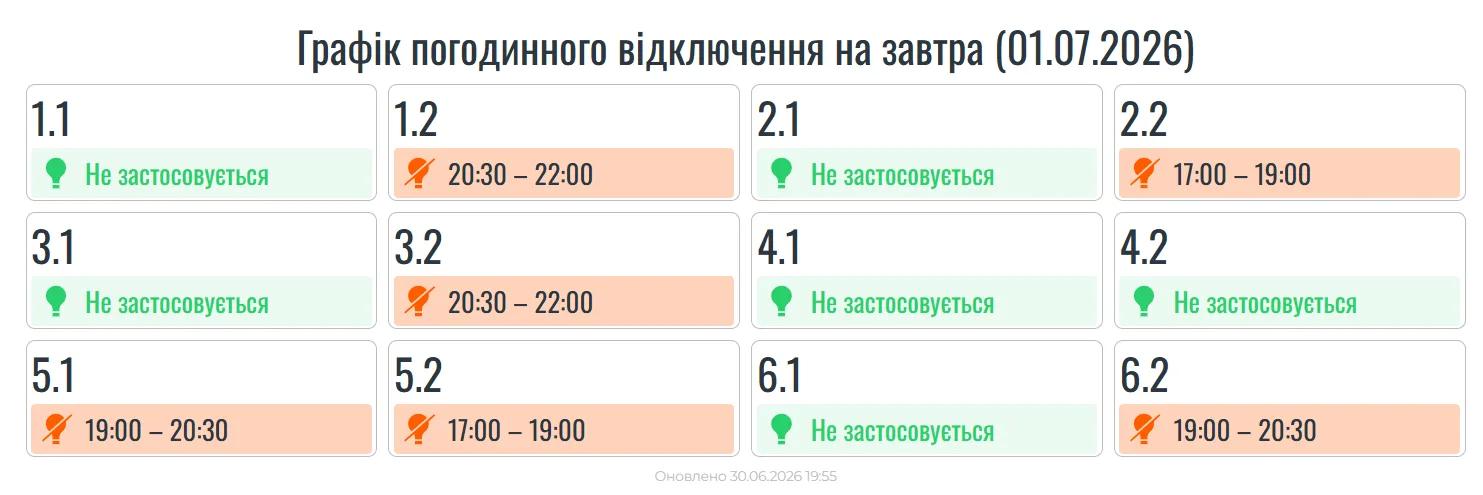 Сьогодні на Прикарпатті діятимуть графіки обмежень електроенергії