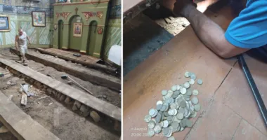 У храмі на Калущині під підлогою знайшли мішечок з австро-угорськими монетами